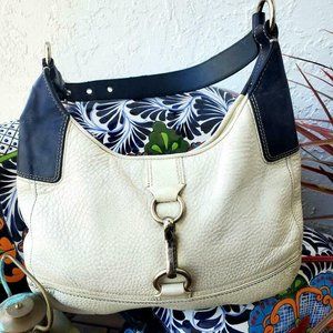 White Coach lather Purse with Black Strap